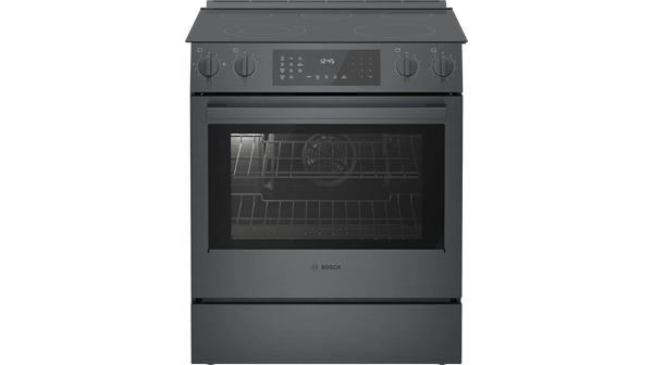 Bosch + 4.6 cu. ft. 800 Series Black Stainless Steel Electric Slide-in Range