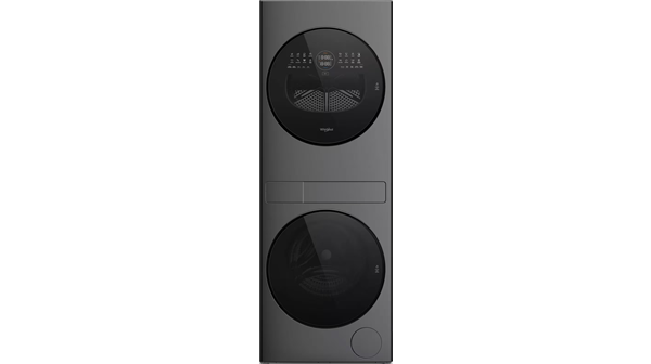 Whirlpool + Compact Laundry Tower with 2.7 cu. ft. Washer and 4.3 cu. ft. Ventless Heat Pump Electric Dryer